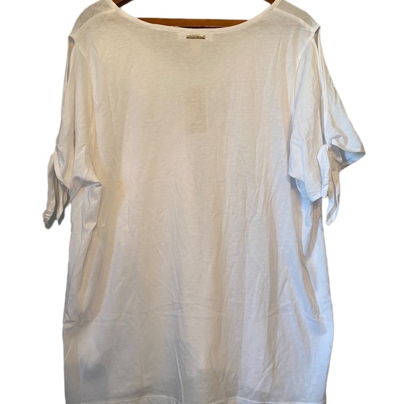 Michael Kors White Short Sleeve with Tie V Neck T-shirt - Picture 5 of 11